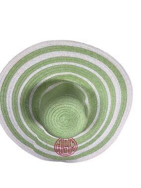 POOL SUMMER LARGE BRIM Sun swimming pool hat green & white fashionable